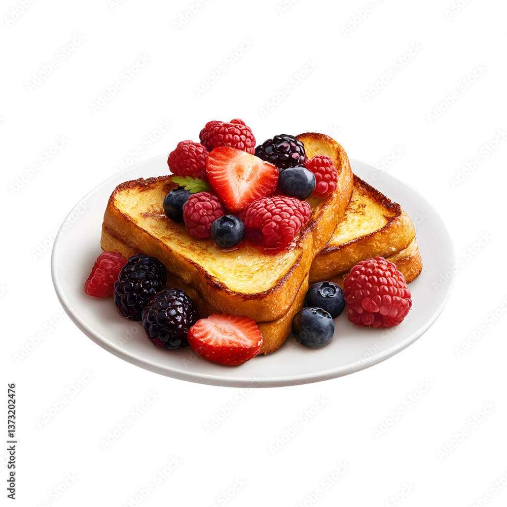 French Toast with Berries Isolated on Transparent Background French Toast with Berries Isolated on Transparent Background