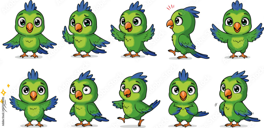 Naklejka premium set of cartoon parrots