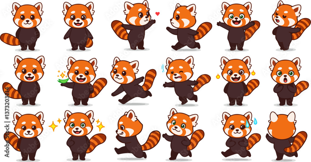 Fototapeta premium set of red panda