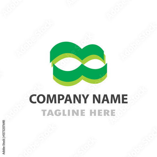 Abstract logo design with infinity symbol.  Two-toned green and lime green colors create a visually appealing design