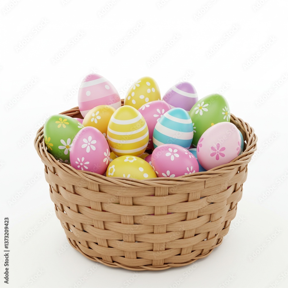 photo of a basket with easter eggs to commemorate the celebration of easter on a white background photo of a basket with easter eggs to commemorate the celebration of easter on a white background