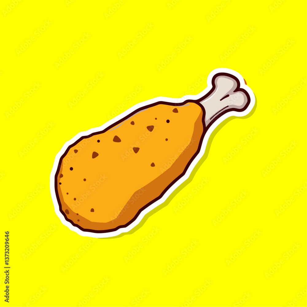 Vector Illustration of a Crispy Breaded Chicken Drumstick Vector Illustration of a Crispy Breaded Chicken Drumstick