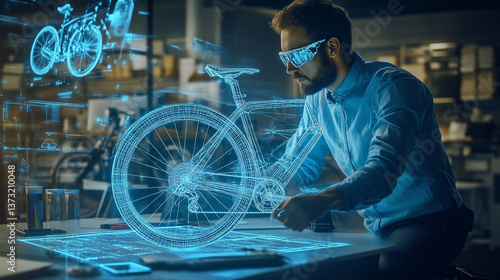 Engineer Designing Bicycle Using Augmented Reality