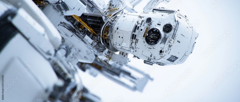Fototapeta premium Engineers designing AI powered space exploration robots, high-tech space station with real-time planetary data and AI-driven robotic systems, High-tech style