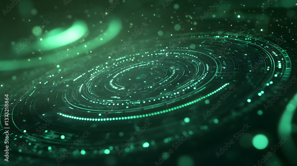 Fototapeta premium Dynamic green energy graphics digital space infographic futuristic environment abstract viewpoint technology visualization
