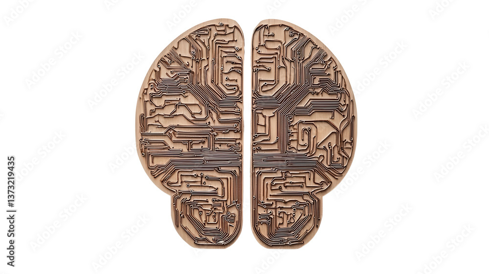 Abstract Brain Design with Circuit Patterns in Earthy Tones Abstract Brain Design with Circuit Patterns in Earthy Tones