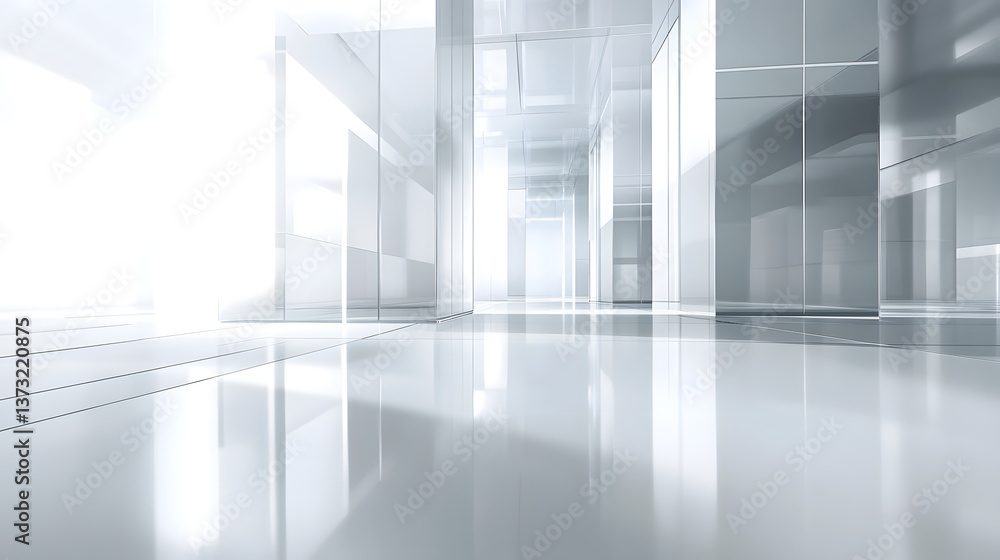 Obraz premium Modern architectural design showcase contemporary office space digital art minimalist environment wide-angle view innovation themes