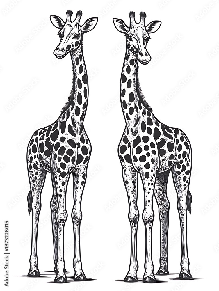 Naklejka premium Giraffes Illustration Pair