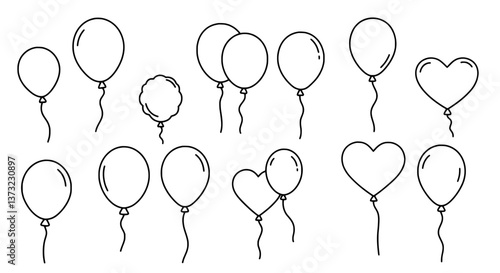 Balloons: a collection of diverse floating balloons, each unique in its design and shape. capturing the essence of festivity and lightheartedness.