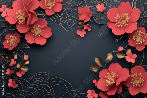 Wallpaper Mural D Banner Design with Elegant Floral Pattern and Japanese Flower Background Torontodigital.ca