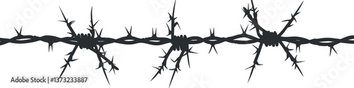 Barbed wire vector illustration for security and boundary design.
