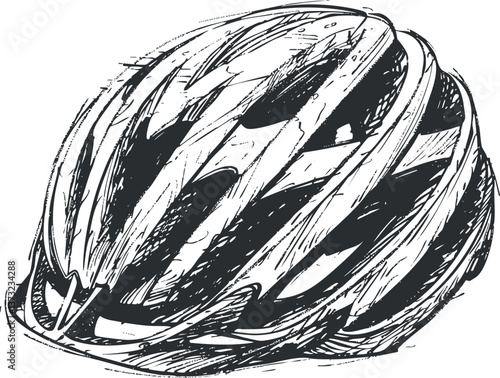 Hand-drawn vector illustration of a bicycle helmet for safety and sports design.