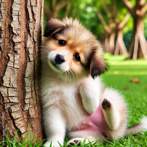 My dog rubbed against the trees because it felt itchy.