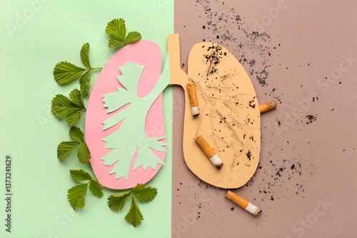 Paper lungs with cigarettes...