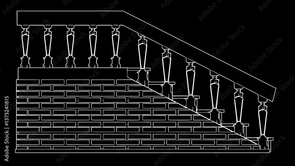 Obraz premium Staircase Balustrade Designs 2D vector