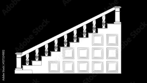 Staircase Balustrade Designs 2D vector