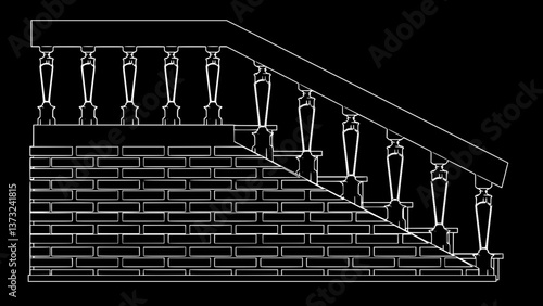 Staircase Balustrade Designs 2D vector
