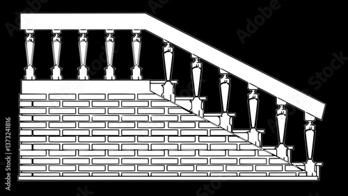 Staircase Balustrade Designs 2D vector