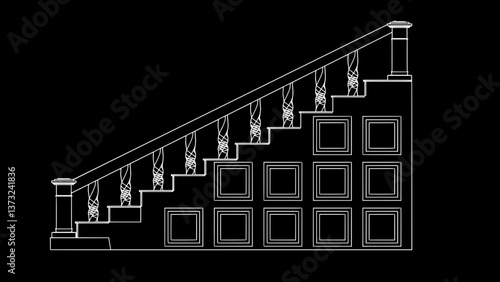 Staircase Balustrade Designs 2D vector