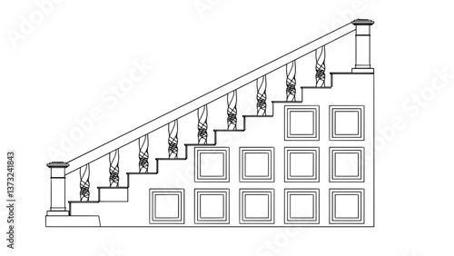 Staircase Balustrade Designs 2D vector