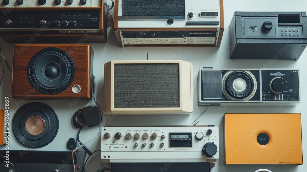 Obraz premium Vintage Audio Equipment Display