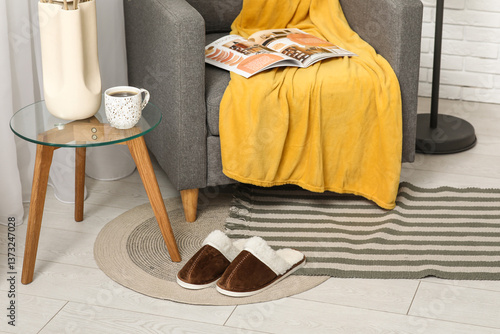 Comfortable slippers on flo...