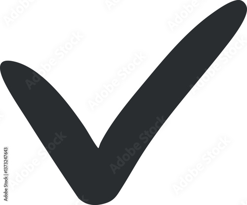 Black check mark symbol icon representing approval, correctness, or affirmation in graphic design.