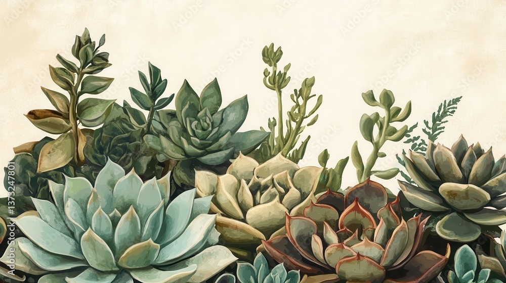Fototapeta premium Lush Succulent Garden Display
