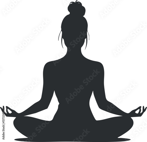 Silhouette of a woman in a lotus yoga pose, symbolizing peace and meditation.