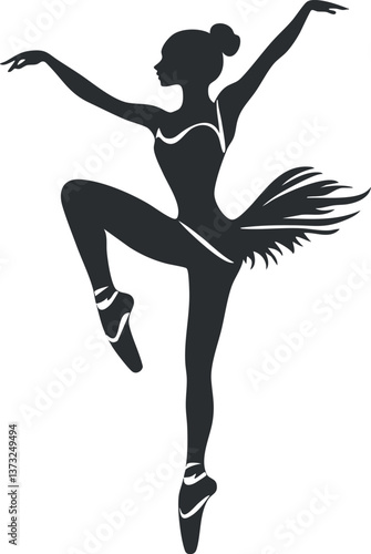 Silhouette of a graceful ballet dancer in an elegant pose, showcasing movement and poise.