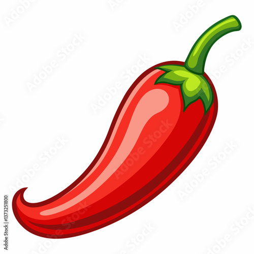 A single red chili pepper placed on a plain white background.