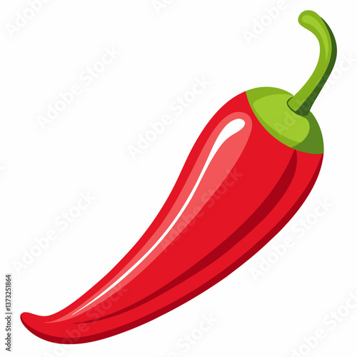 A single red chili pepper placed on a plain white background.