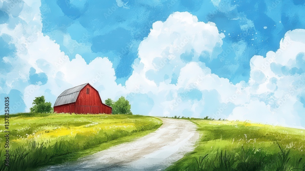 Obraz premium Vibrant Farm Landscape Scene