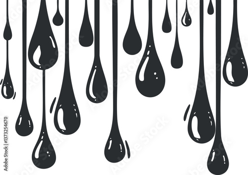 Abstract black dripping paint pattern illustrating liquid drops in a bold graphic design.