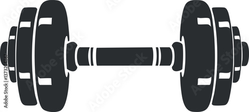 Black silhouette of a dumbbell representing fitness, strength training, and gym equipment.