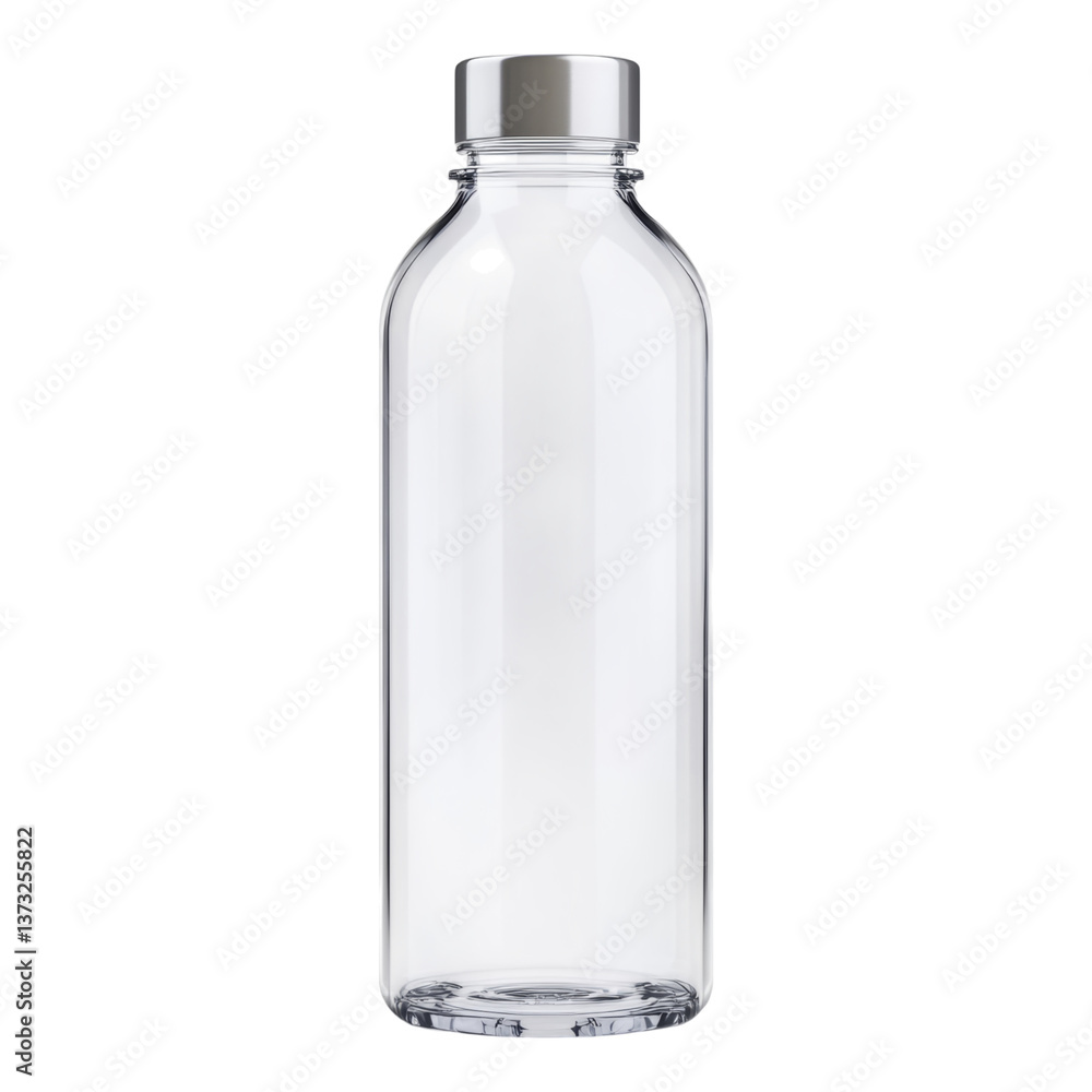 Clear Glass Bottle with Silver Cap and Empty Space Clear Glass Bottle with Silver Cap and Empty Space