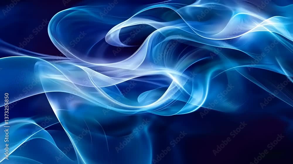 Abstract blue smoke waves gracefully intertwining against a dark background, creating a serene atmosphere Abstract blue smoke waves gracefully intertwining against a dark background, creating a serene atmosphere