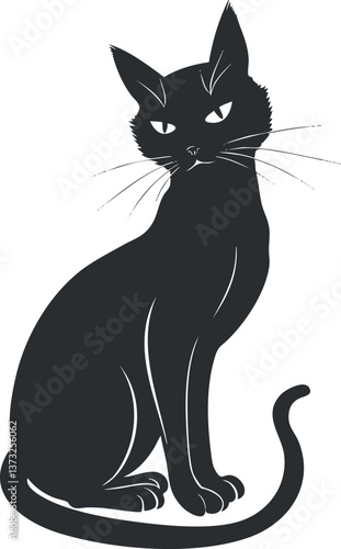 Wallpaper Mural Silhouette of a black cat sitting, showcasing elegance and mystery in a minimalist style. Torontodigital.ca