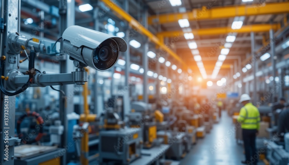 Industrial Security CCTV Camera Monitoring Factory Production Line Industrial Security CCTV Camera Monitoring Factory Production Line