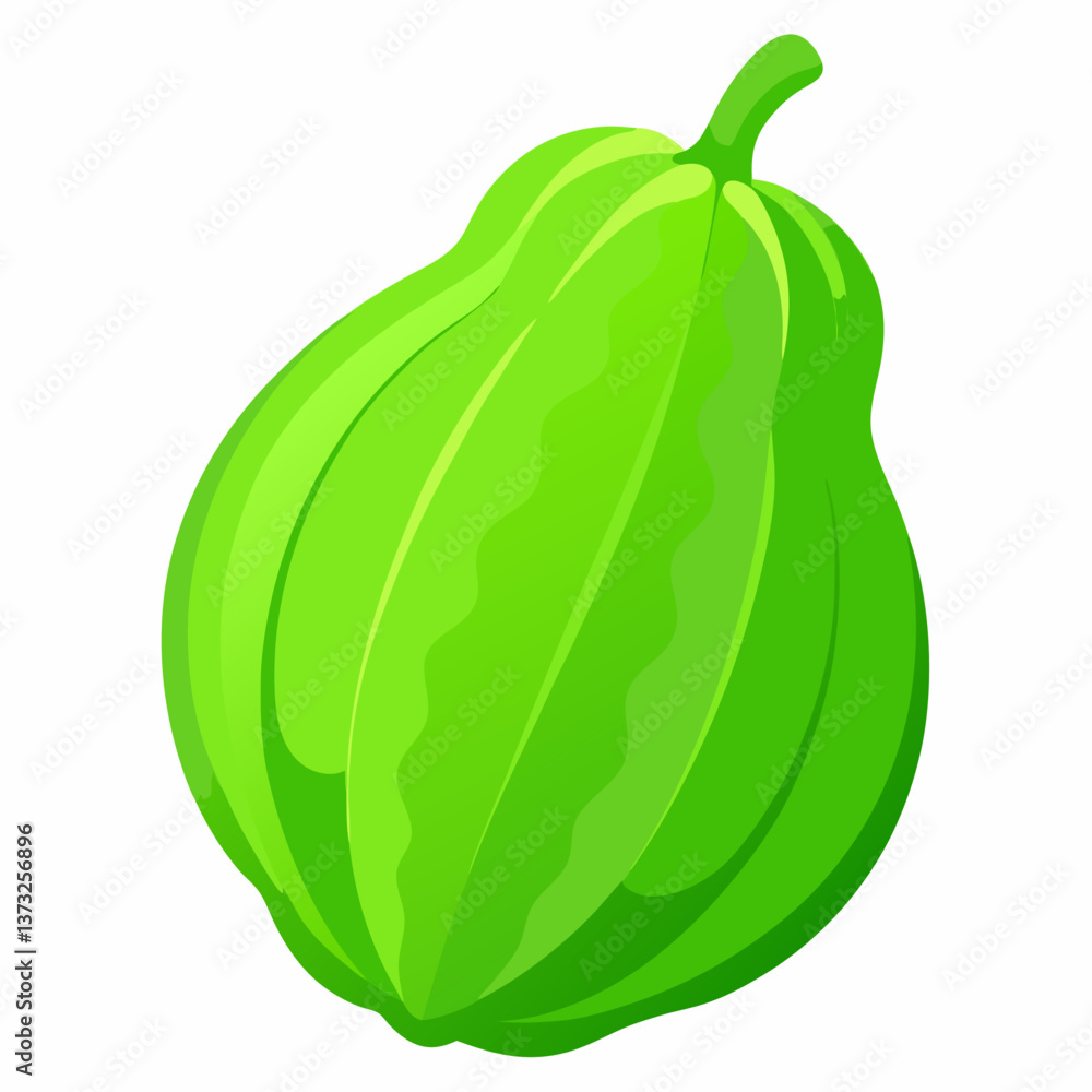 A single green fruit resting on a plain white background, highlighting its vibrant color and smooth texture. A single green fruit resting on a plain white background, highlighting its vibrant color and smooth texture.
