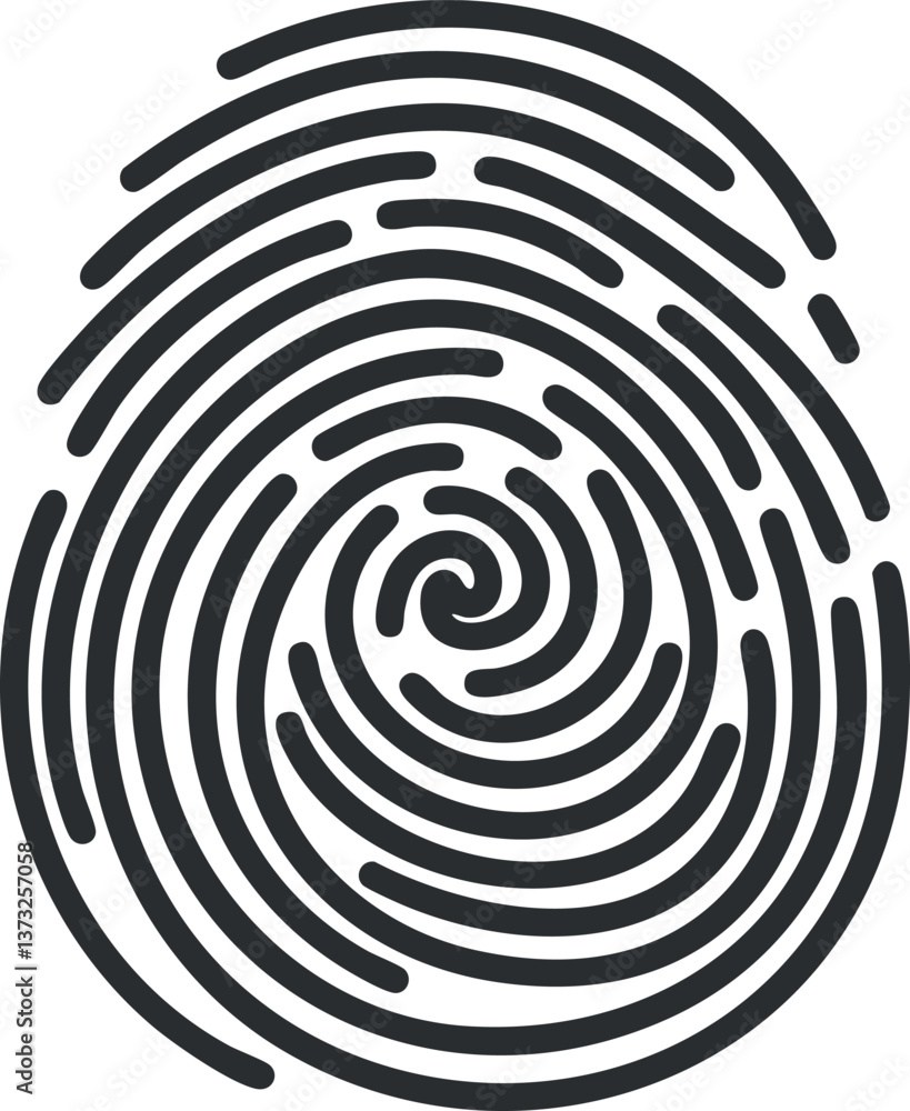 Fototapeta premium Black and white fingerprint illustration symbolizing biometric security and identity verification.