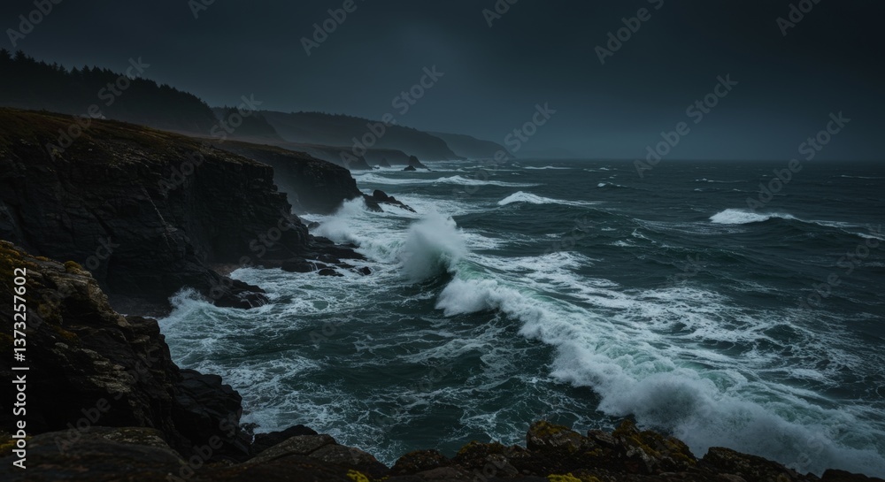Obraz premium Stormy Coastal Cliffs