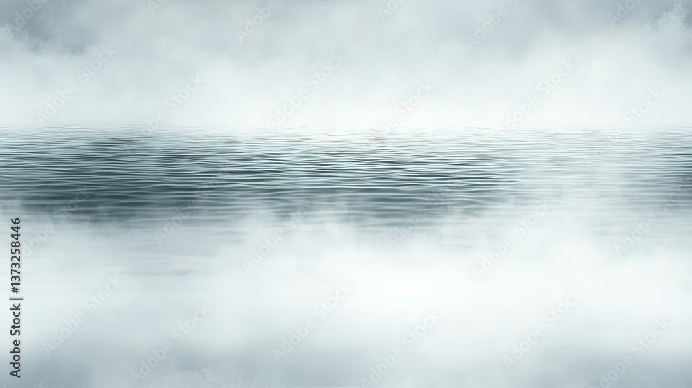 Obraz premium Serene body of water enveloped in mysterious fog creating an ethereal atmosphere and enhancing the sense of tranquility in nature