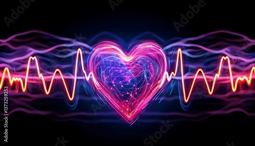 Glowing Heartbeat Energy Waves.