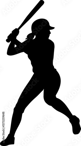 Girl softball batter silhouette vector isolated design file 