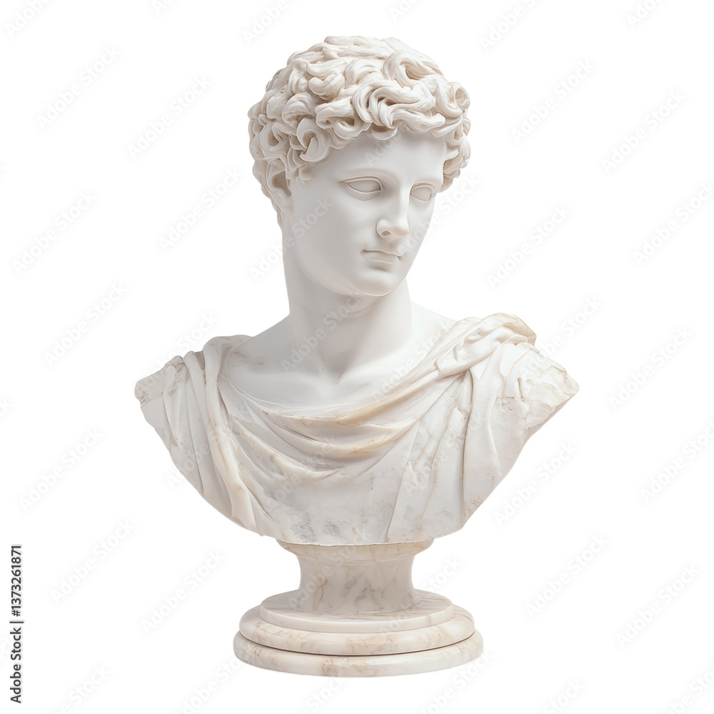 Obraz premium Classical Marble Bust of a Young Man with Curls