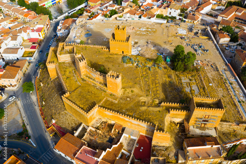 Fototapeta premium Aerial view of Guadix city and Alcazaba fortness in the south of Spain