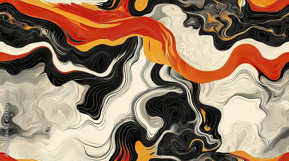 Striking abstract pattern featuring bold orange and deep black intertwined in a unique geometric design for modern aesthetic applications Striking abstract pattern featuring bold orange and deep black intertwined in a unique geometric design for modern aesthetic applications