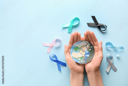 Female hands with colorful ...