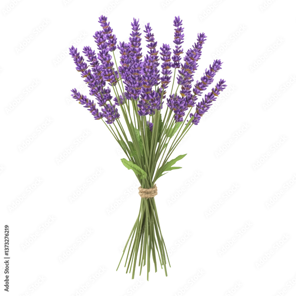 Fototapeta premium Fresh Lavender Bouquet with Green Stem and Leaves